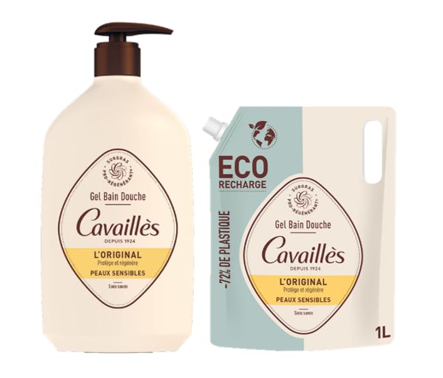 ROGÉ CAVAILLÈS | Gel bain douche - L'Original | Nourrit & Protège la peau | Nettoie en douceur | Peaux sensibles | Sans savon | 100% plastique recyclé |...