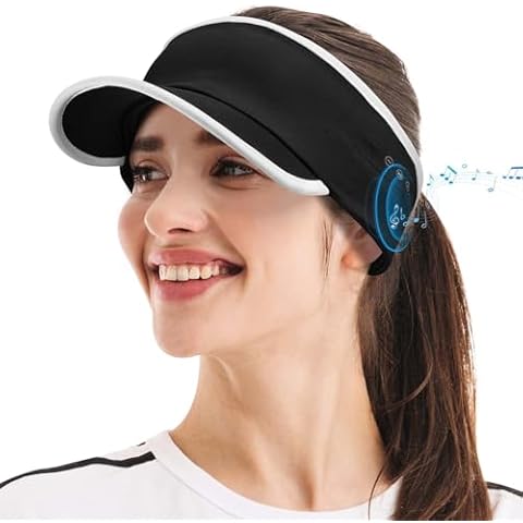 Sun Visor Hat with Bluetooth Headphones for Women/Men, 2024 New Bluetooth Hat with Type-C for Running/Golf/Tennis, Tech Gifts for Men/Women/Boys/Girls Black Cover