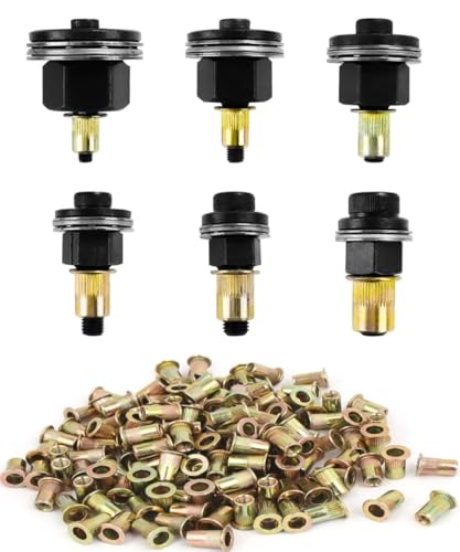 186 Piezas Remachadora Manual de Cabezales Kit, Tuerca de Remaches, Contiene 180 Tuercas, Mandril de Herramienta Remachadora, para M3/M4/M5/M6/M8/M10 Alicates de Remachar