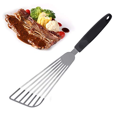 Fish Spatula, Kmeivol Stainless Steel Slotted Turner, Fish Turner Spatula with Silicone Heat-Resistant