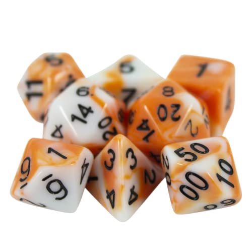 Image of Paladin Roleplaying Orange and White DND Dice Set - 'Troll Slayer'