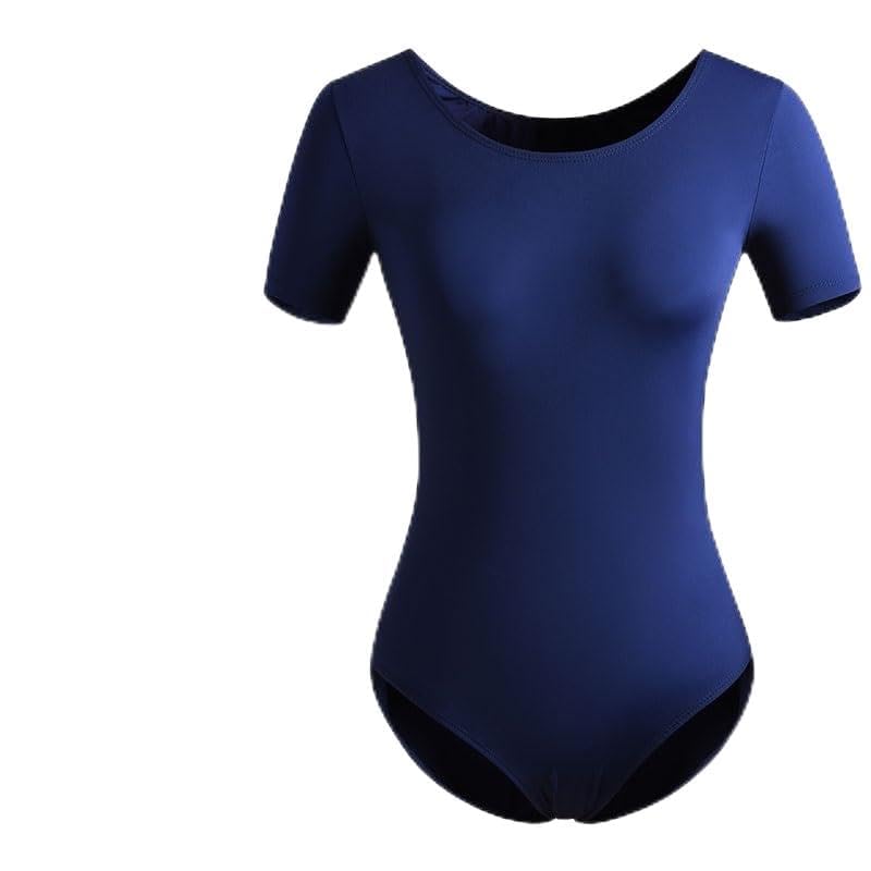 Maillot Ballet Niña,Maillot Gimnasia Ritmica NiñA Maillot De Baile Básico For Mujer, De Nailon, De Manga Corta, For Adultos, Suave Y Agradable For La Piel.(Blue,S)