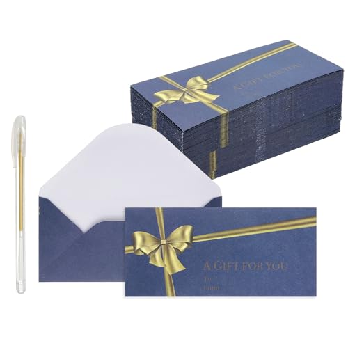 100 Mini enveloppes bleues 7x3 cm avec stylo doré PATIKIL pour cartes de visite
