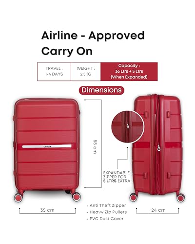 Image of CRUISE Coral Pine 20 Inch Travel Trolley Bag Set (Small) | Hard Shell Expandable Suitcases with Spinner Wheels | Cabin & Check-in Lightweight Luggage Bags (Set of 1)