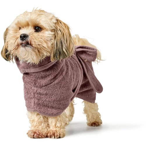 HUNTER Hundebademantel RIGA, saugstarkes Frottee, trocknet schnell, schützt vor Auskühlung, leicht anzulegen mit Gürtel, 60 °C waschbar, schützt Auto/Möbel vor Nässe, Farbe: grau, Größe: 30