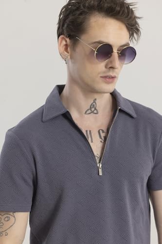Image of SNITCH Cream Textured Polo T-Shirt