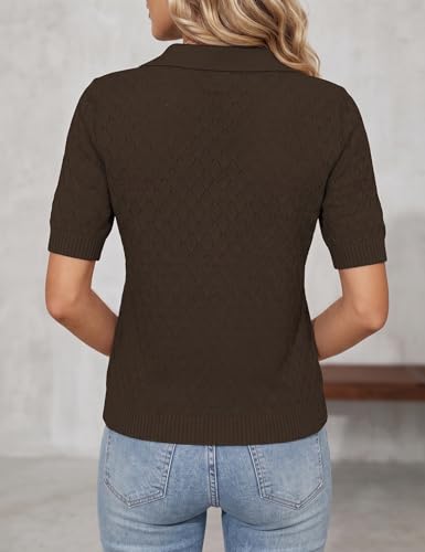 Image of Rapbin Womens Short Sleeve Knit Polo Shirts Summer Spring Sweater Tops