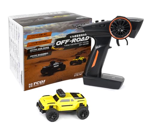 Image of Turbo Racing 1:76 Scale RC Sport Car, 2.4GHZ Remote Control Mini Model Crawler Car with Full Proportional RTR for Adults Toys (Monster Truck Yellow C81)