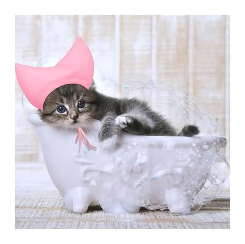 Bonnet de douche pour chat accessoire toilettage rose animaux domestiques - 5