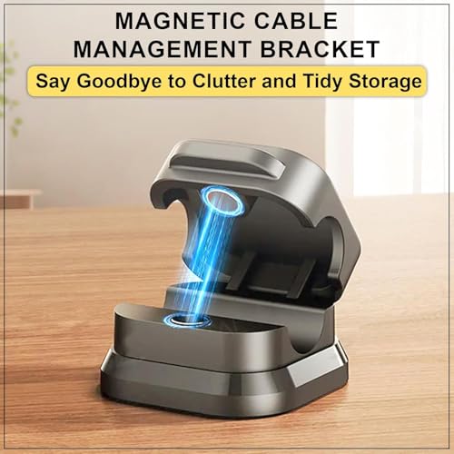 Image of Magnetic Cable Holder for Wall & Desk - Self Adhesive Cable Organizer Clips for Charging Cables, USB, Type C, Lightning, HDMI (Black 5)