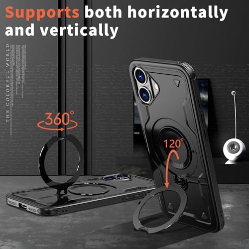 Coque iPhone 16 Plus MagSafe avec support antichoc en TPU et PC noir