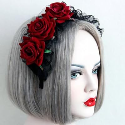 Caiguoer Diadema gótica Lolita de encaje negro rosa roja para cosplay fiesta de Halloween para mujeres y mujeres | Ya disponible en tu tienda friki favorita! En mundofriki.es!