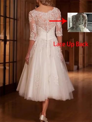 TRHTX Knee Length Short Wedding Dresses for Bride V Neck Chiffon Wedding Bridal Gowns with Sleeves for Women2