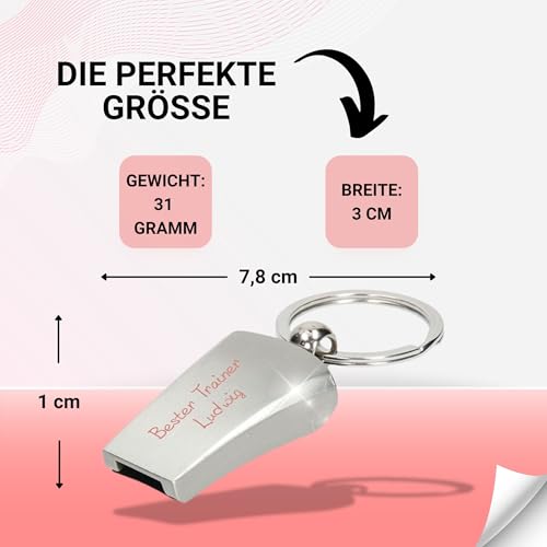 Uakeii Personalisierte Trillerpfeife - Weihnachtsgeschenke für Trainer, Fußballtrainer, Hundebesitzer & Bademeister - silberne Schiedsrichterpfeife mit Gravur