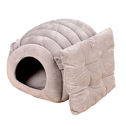 Koomiao Niche pour Chat Interieur, Maisons et Dômes Nid d'animal Chaud Chat Lit pour Chat avec Coussin Amovible Panier Chat Abri d'hiver Chaud pour Chats 40x40x35cm (Gris) Cover