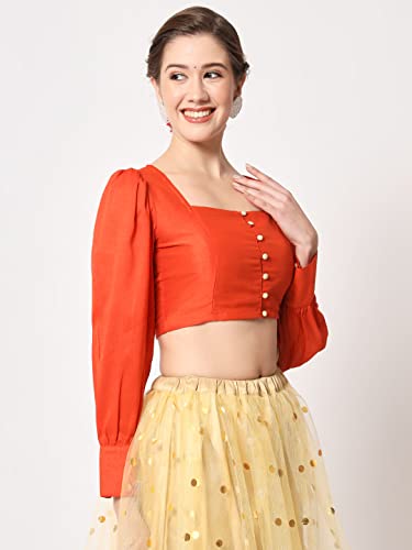 Image of studio rasa Chroma Button Down Shirt Style Blouse Crop Top for Women Girls Casual Party