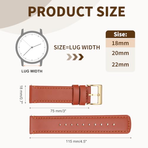 Correa de reloj de cuero con hebilla dorada de acero inoxidable 2