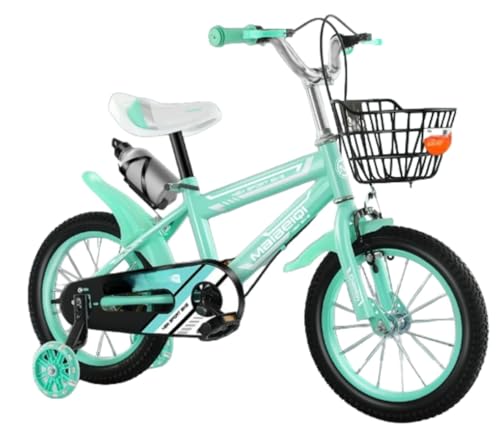 kiwet キッズバイク自転車 子供 12/ 14/16/18インチインチジュニア用自転車 マウンテンバイク 対象年齢2〜10歳 高炭素鋼フレーム かっこいい おしゃれ 組立簡単 高さ調節可能 男の子 女の子にも誕生日プレゼントに最適で (グリーン +ルミ