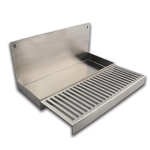 Beer Drip Tray, 12x4.9in Stainless Steel Wall Mounted Drip Tray with Drain Hole Craft Beer Beverage Dispenser Homebrew Bar Tool (Color : Without drain hole)