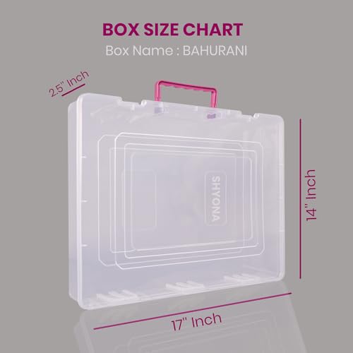Image of Multipurpose Plastic Rectangular Storage Boxes with Locks and Handle Matte Finish for Saree, Laptop, Books (Set of 1, Bahurani)