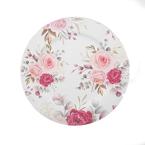 Balsa Circle 6 Round 13 in Plastic Charger Plates Assorted Rose Flower Design Wedding Party Events Reception Decorations Supplies
