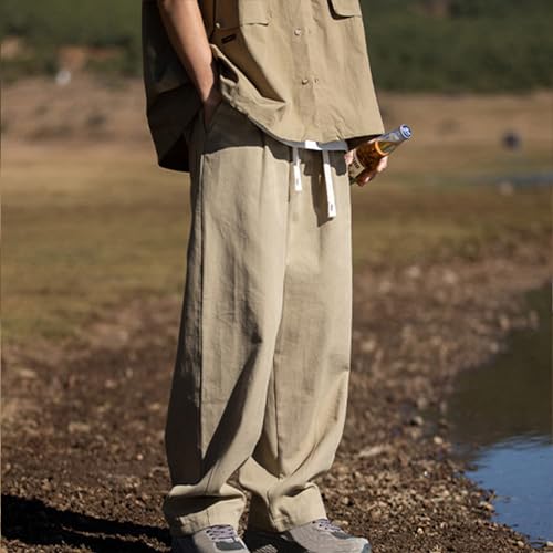 Cargo Pants for Men Casual Wide Leg Drawstring Trousers Teen Boys Vintage Baggy Pants Workwear Outdoor Hiking Pockets3