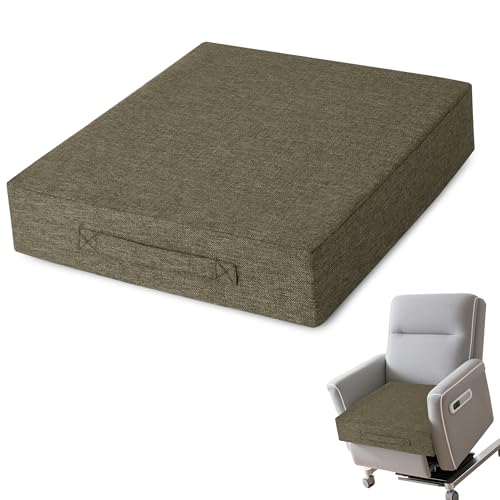 Image of AddGrace Recliner Cushions for Elderly Thick Seat Cushion 20 inchx20 inchx4 inch Chair Pads with Non Slip Backing and Washable Cover for Couch Armchair Chairs Khaki
