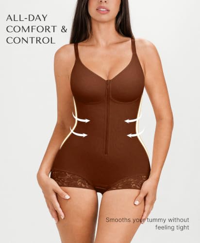 Image of SHAPELLX Faja Body Shaper for Women, Zipper Shapewear Bodysuit