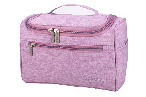 Preisvergleich Produktbild AMGOMH Kulturbeutel Waschtasche Kulturtasche Kosmetiktasche mit Tragegriff und Hakenf für Damen Herren Mädchenund Jungen (Lila)