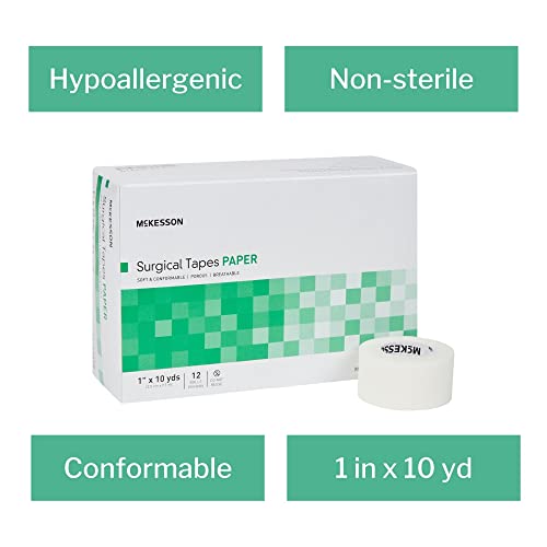 Mckesson Surgical Tape, Non-Sterile, Air Permeable Paper, 1 In X 10 Yd, 12 Count #TOP3