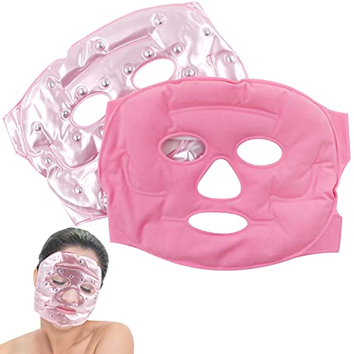 Hot Cold Gel Face Mask, Freezer Ice Compress Face Mask, Spa Therapy Mask Wrap, Reduce Face Puffiness, Redness, Dark Circles, Headache and Stress(Full Face/2 packs)