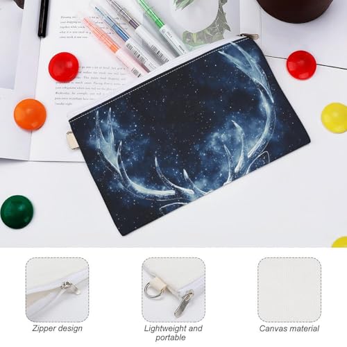 Galactic Deer Moose Fashion Coin Purse Change Makeup Bag Canvas Pencil Pouch Travel3