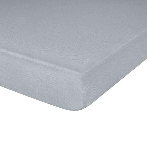 IDEAhome Jersey Knit Fitted Cot Sheet Soft Material Suitable for Bunk Beds Camping RVs Folding Beds Boys & Girls 75 x 33 with 8 Pocket Grey 1 Pack