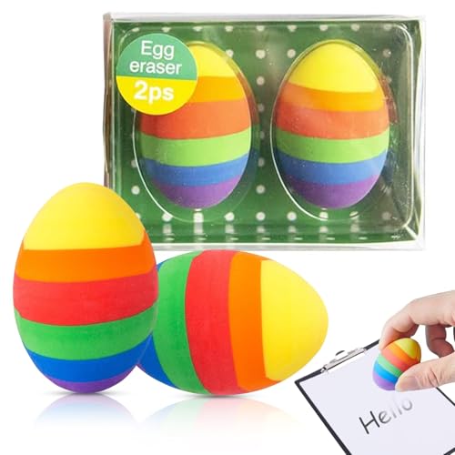 Qunkun Ostern Radiergummi Osterei, 2 Stück, Radierer Deko, Kinder, Ostern Dekorationen, Geschenke, Multicolored, Kautschuk