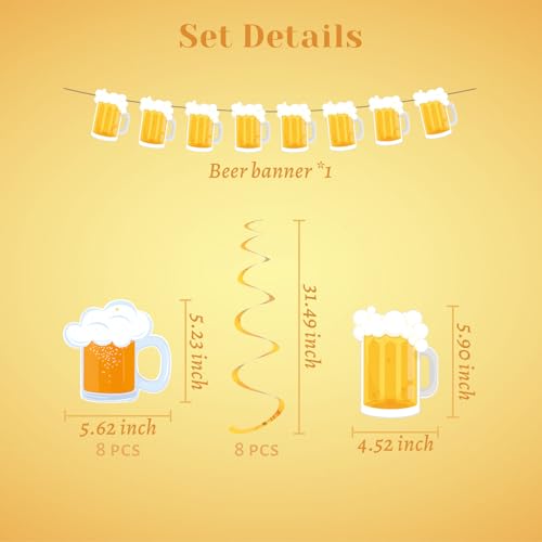 Image of Beer Birthday Banner for Beer Party and Birthday Wedding Party Supplies (Gold+Dark Yellow)