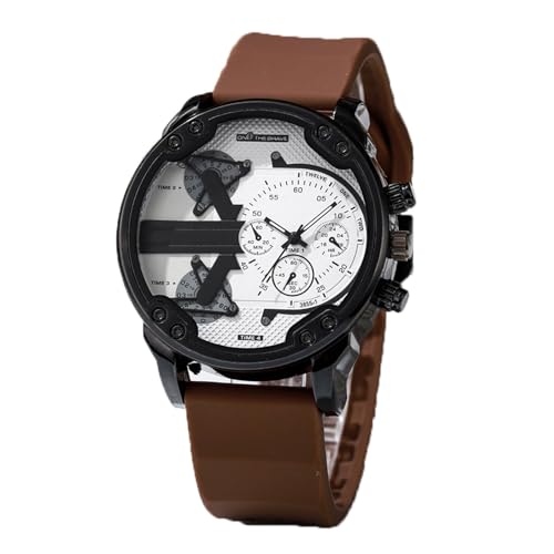Mesuaeso Reloj Digital Reloj de Pulsera de Cuarzo multifunción for Hombre, Resistente al Agua, con Esfera Grande, Relojes(Bruin)