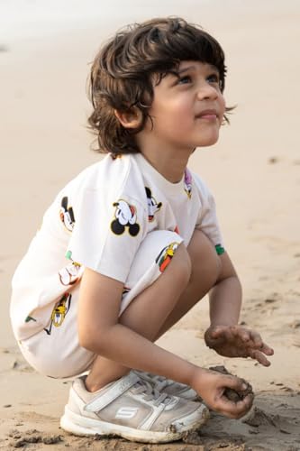 Image of Nap Chief Kids Cotton Mickey & Friends Printed Co ord Sets for Boys & Girls, T Shirt and Shorts for Casual Wear