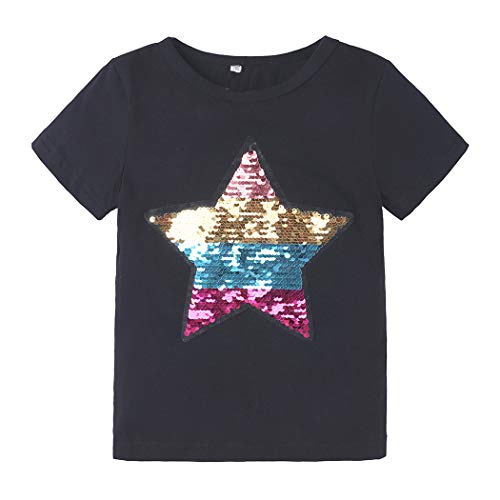 Kids Reversible Sequin Change Color T-Shirt Magic Sequin Cotton Tee Tops