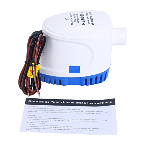 Amarine Made 12V 1100 Gph Auto Submersible Boat Bilge Water Pump With Float Switch 3/4 Inch Outlet, Automatic All-In-One 3.2A Ignition Protected Marine Emergency Pump For Saltwater Freshwater #TOP2