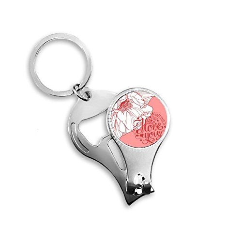 Porte-clés Rose Happy Valentine's Day en métal, cadeau romantique avec coupe-ongles