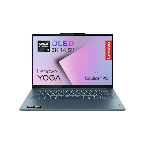 Lenovo Yoga Pro 7 Laptop | Copilot+PC | 14.5 3K OLED Display | AMD Ryzen AI 9 365 | 32GB RAM | 1TB SSD | AMD Radeon GPU | Win11 Pro | QWERTZ Beleuchtet | Tidal Teal | 3 Monate Premium Care