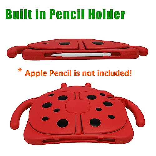 Étui iPad 9e/8e/7e génération antichoc avec support coccinelle ludique