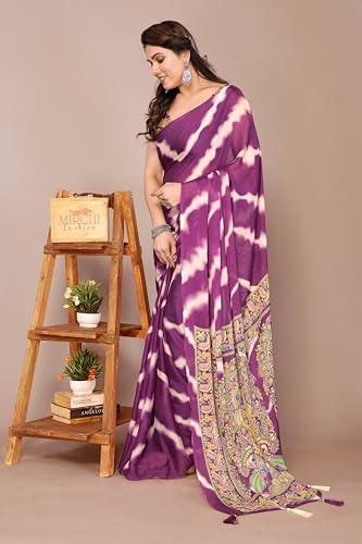 Image of MIRCHI FASHION Saree for Woman Chiffon Shibori Printed | Lightweight Regular Use and Professional Office Sari with Blouse Piece