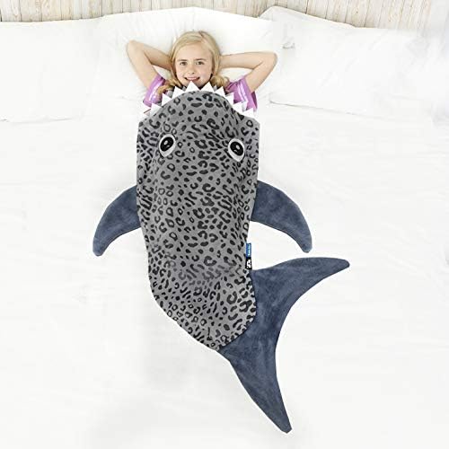 Blankie Tails | Shark Blanket, New Shark Tail Double Sided Super Soft and Cozy Minky Fleece Blanket, Machine Washable Wearable Blanket (56'' H x 27'' (Kids Ages 5-12), Gray)