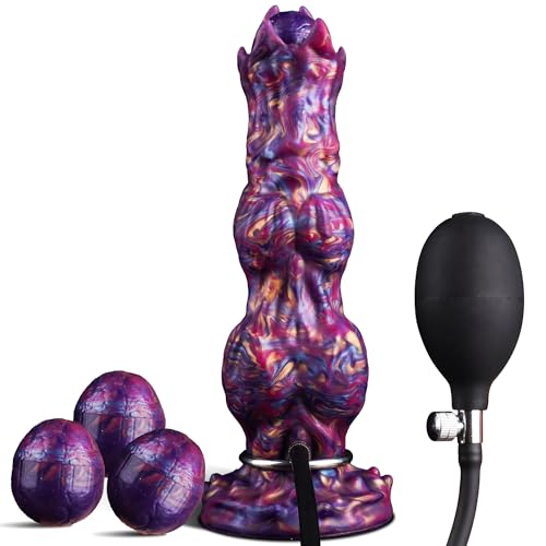 10' Monster Dildo Huge Thick Ovipositor Dildo with 4 Eggs, Big Fantasy Anal Dildos Horse Knot Dragon Dildos with Inflatable Pump, Dog Sex Toy with Strong Suction Cup, Adult Toys for Women Men