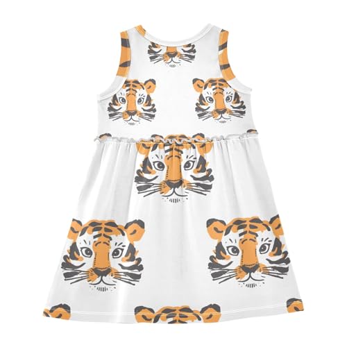 Girls Sleeveless Dress, Tiger Head Summer Dresses Loose Fit Casual Sundress2