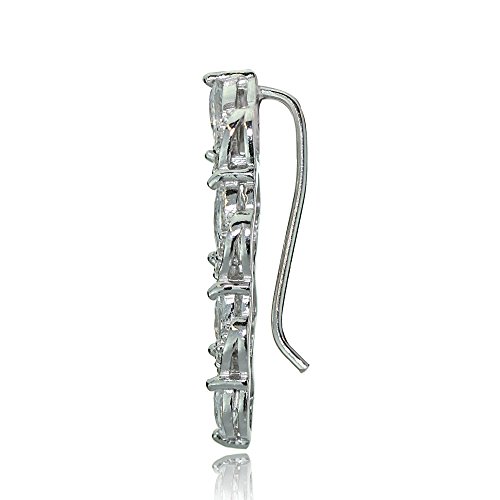 Sterling Silver Cubic Zirconia Twist Crawler Climber Hook Earrings3