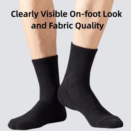 Men's Crew Socks Cotton Breathable Sweat-Absorption Athletic Socks for Men Boy Outdoor Casual Activity Cushioned Performance Workout Wear-resistant Sports Socks for Feet Size 6.5-11,6 Pairs One Set2