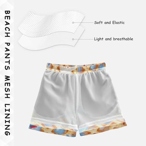 Pigsaly Boys' Swim Board Shorts Milk Red Coral White Ice Cream Boy's Swim Trunks Kids Swimwear M4