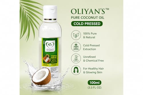 Image of OLIYANS Cold Pressed Coconut Oil Pack of 3 (100ml Each) | 100% Natural | For Hair, Skin & Cooking | Total 300ml